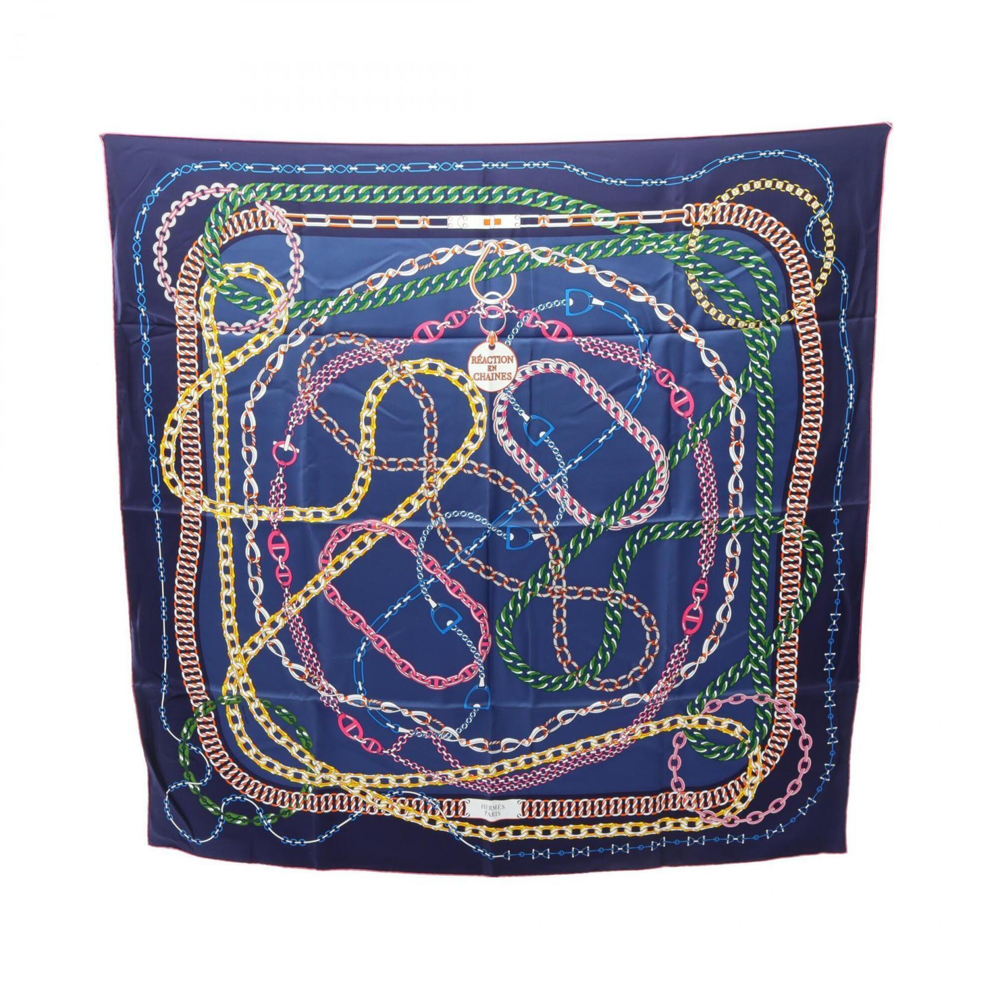 Hermes Authentic Blue Silk Scarf